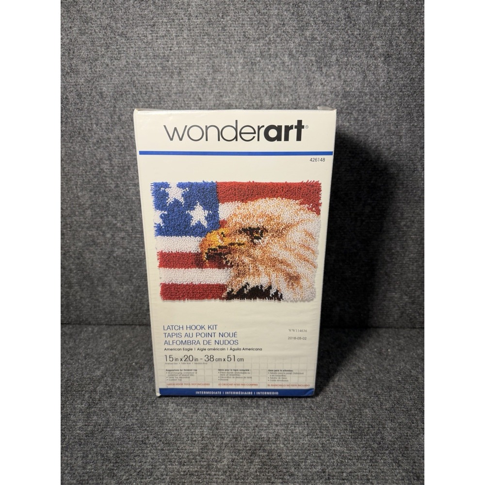 WonderArt Eagle US Flag Latch Hook Kit Patriotic USA 426148 New